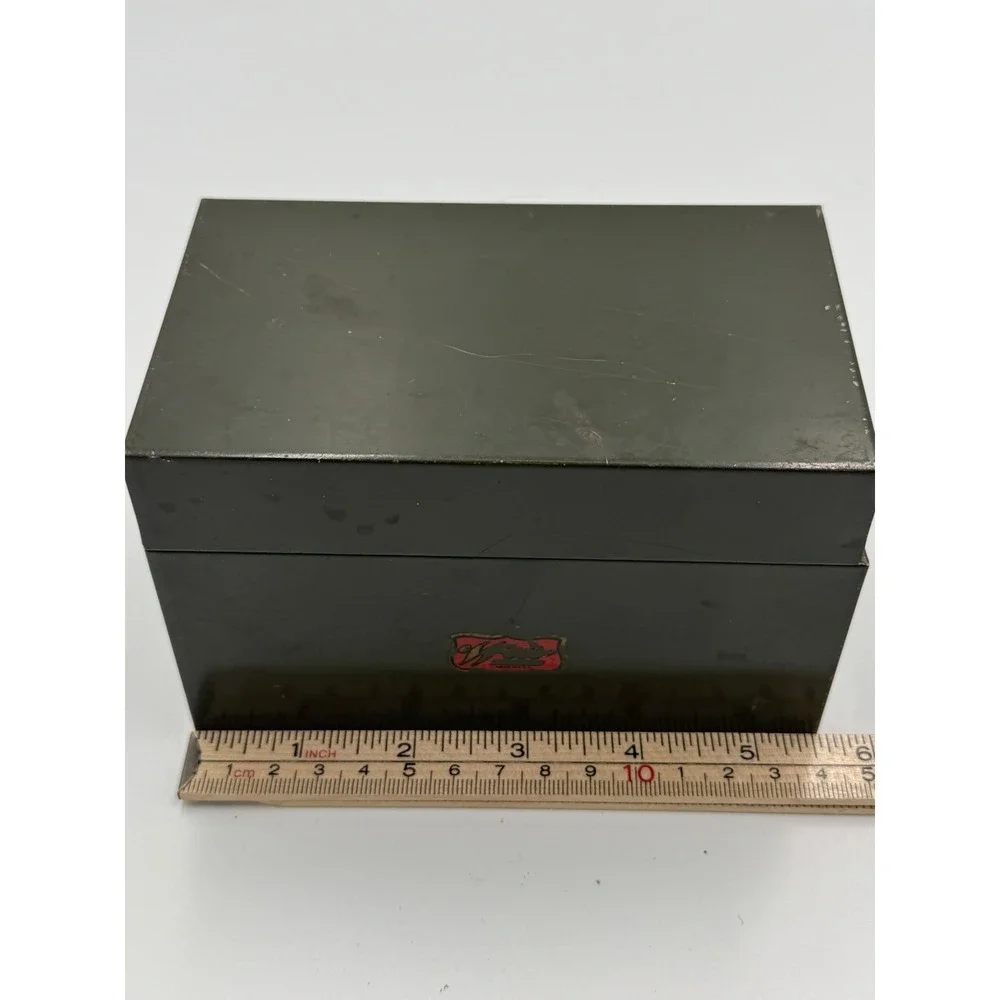 Vintage Industrial Weis Dark Green Metal File Recipe Index Card Storage Box